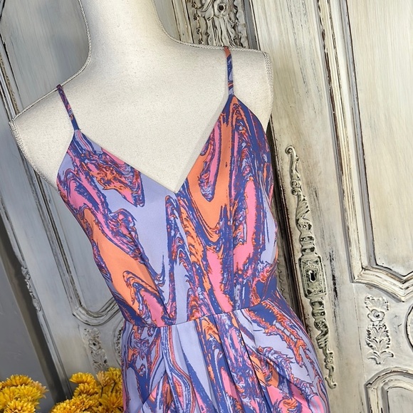 Chelsea . 28 Vibrant Swirl Maxi Spaghetti Strap Wasted 
Dress - Picture 2 of 11